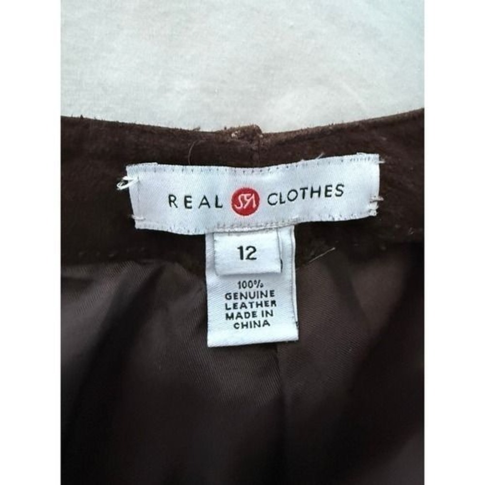 Saks Fifth Avenue Real Clothes 100% Genuine Leather Brown Pants Size 12 - Picture 12 of 13